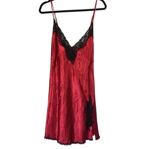 Torrid‎ Red Satin Chemise with Black Lace Plus Size 3 Lingerie Sleepwear